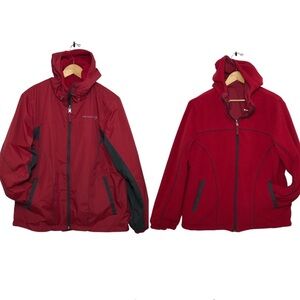 Free Country 5L8400B Reversible Nylon Fleece Water Resistant Red Hoodie Jacket L